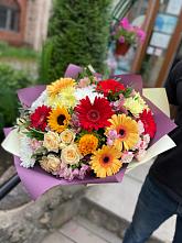 Букет цветов из:  Герберы, Ромашки, Хризантемы, Розы и Подсолнухи #REPLACE_PRED# Лесной Свердловской области