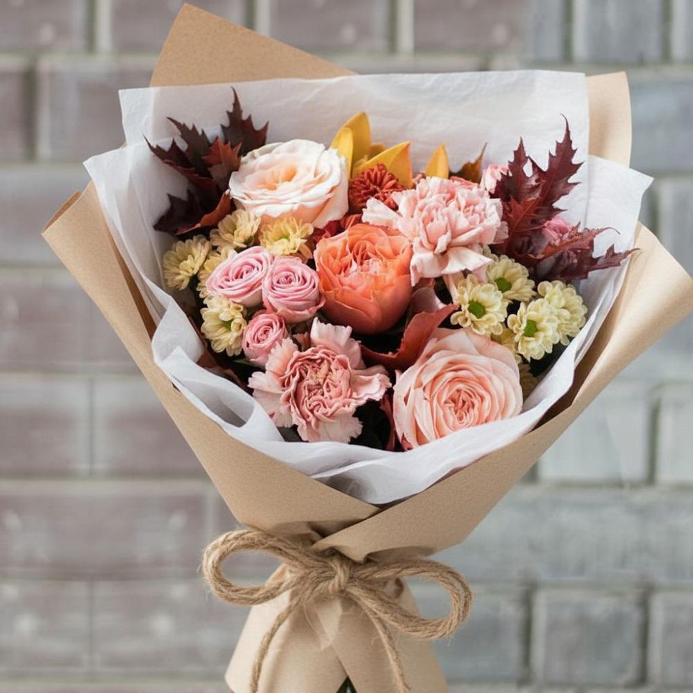 Букет цветов из: Гвоздики, Хризантемы и Розы в Лесной Свердловской области