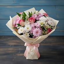 Букет цветов из:  Хризантемы, Альстромерии и Розы в Лесной Свердловской области