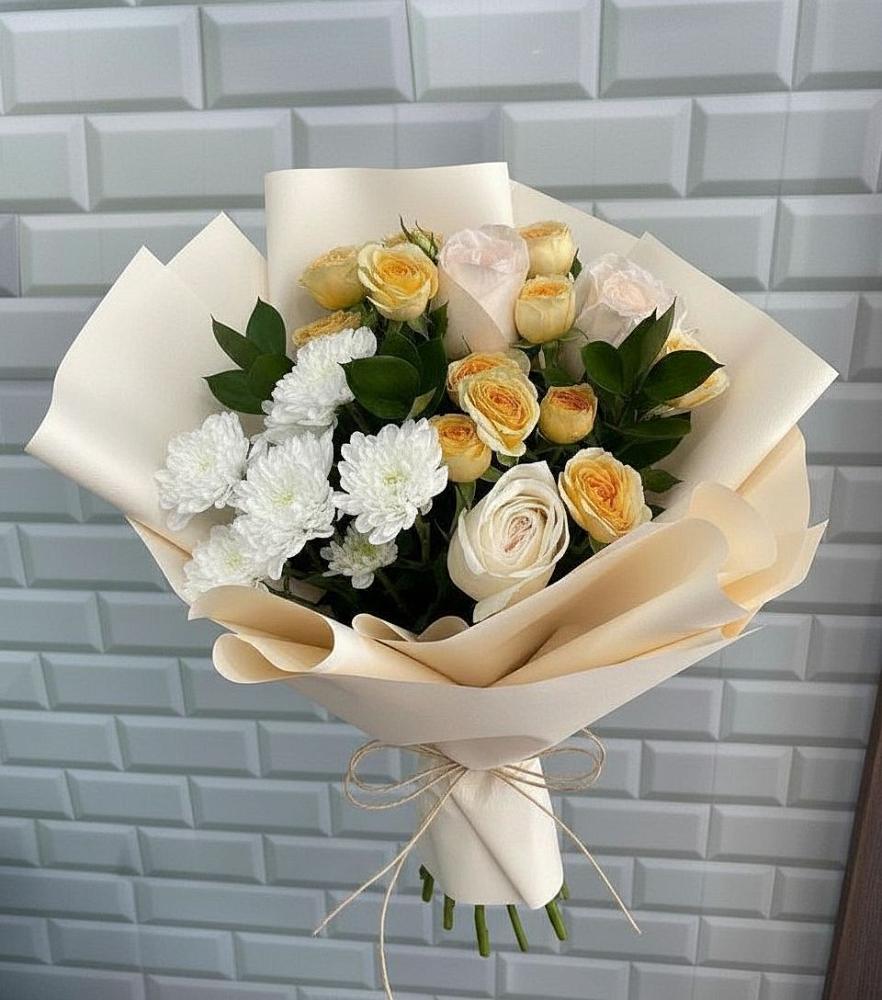 Букет цветов из: Розы и Хризантемы в Лесной Свердловской области